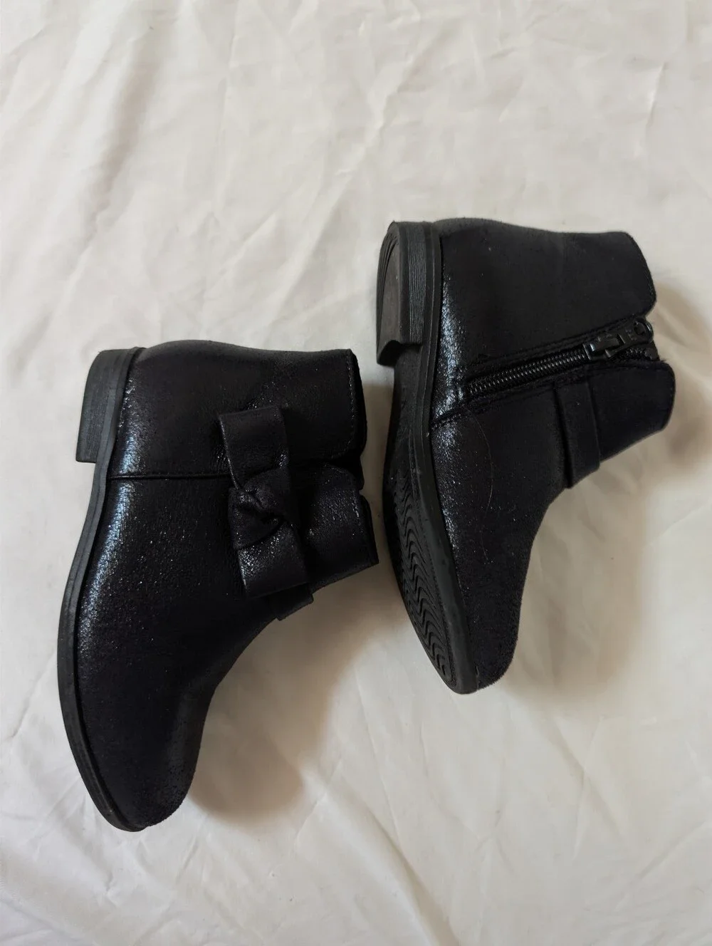 Cat And Jack Black Girls' Bow Ankle Boots Toddler size 11